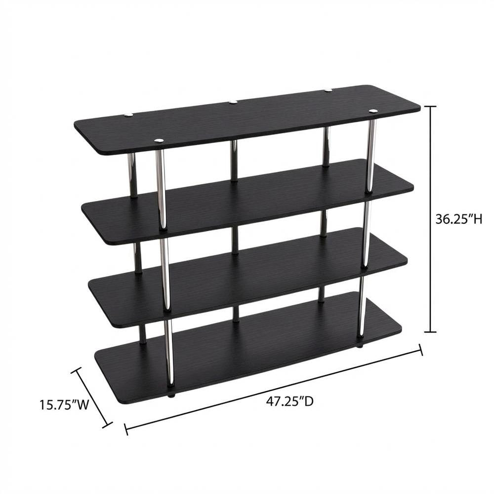 Black No Tools XL Highboy TV Stand for TVs up to 55 Inches with 4 Tiers