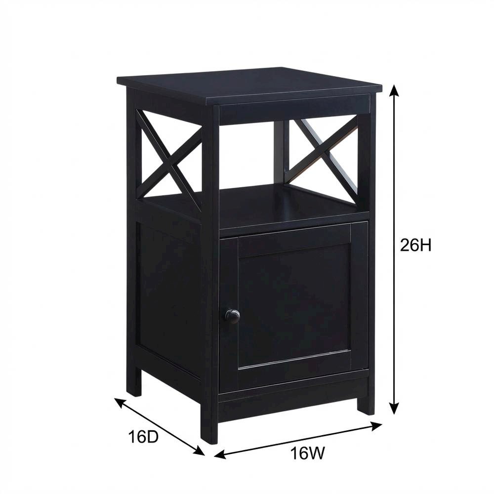 Wooden End Table with Cabinet for Living Room or Bedroom Use