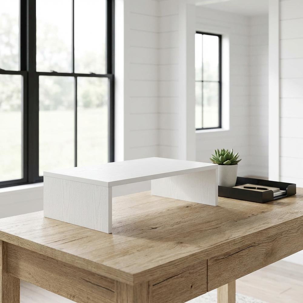 White TV/Monitor Riser for TVs up to 25 Inches with Melamine Veneer