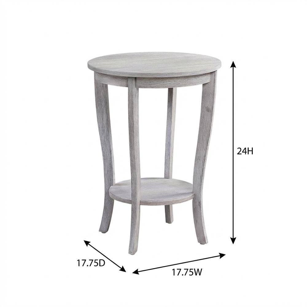 Round End Table with Distressed Finish and Sturdy Construction