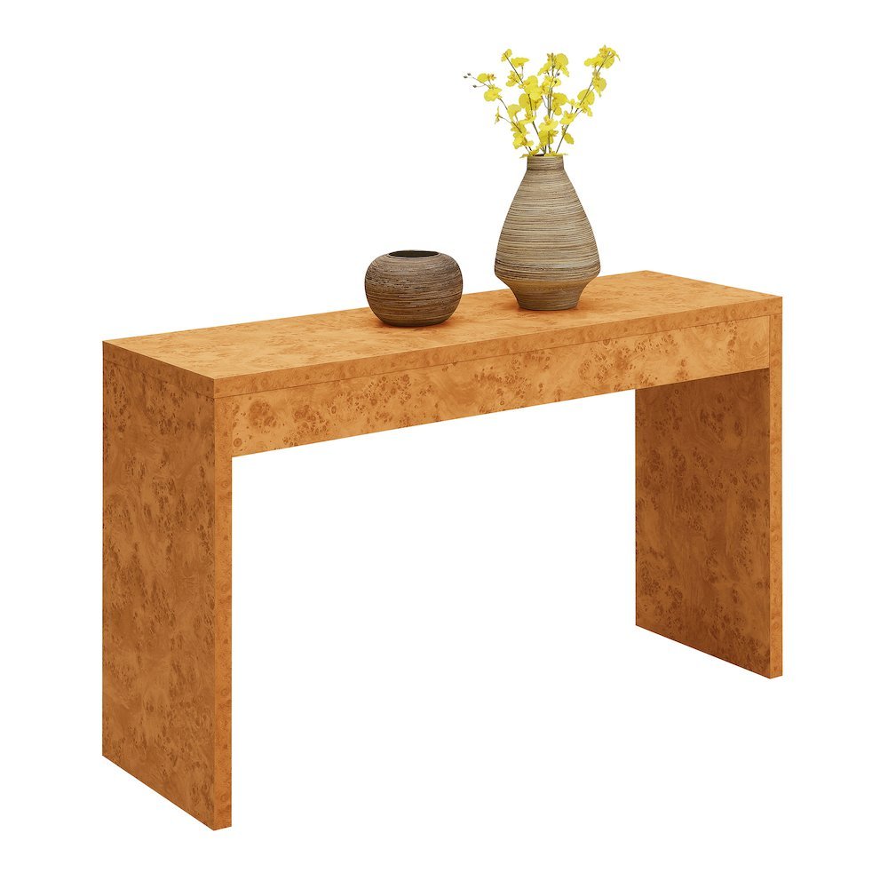 Console Desk Hall Table with Burl Finish, Wide Spacious Top, Beige, 48" Long