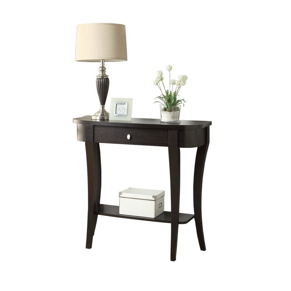 Entry Console Table, Espresso, Drawer, Shelf, Sophisticated