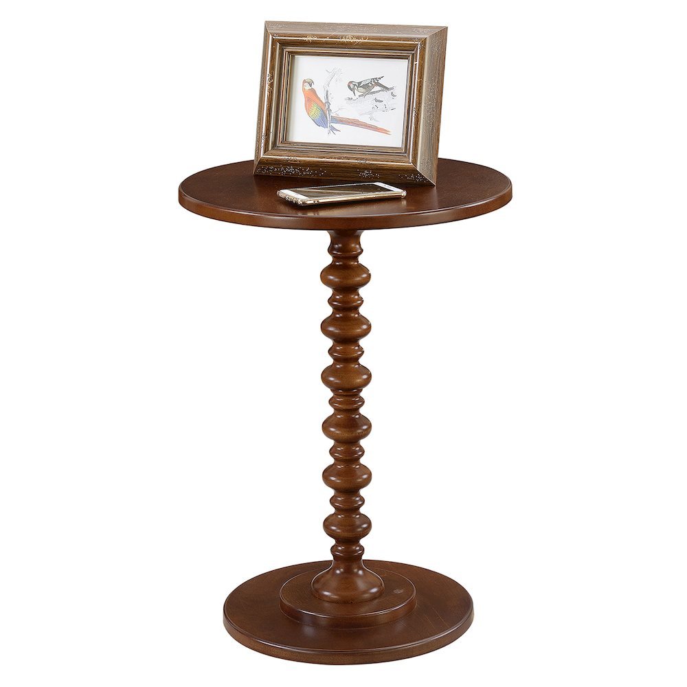 Spindle Coffee Table, Brown, Round, Turned Base, Easy Setup
