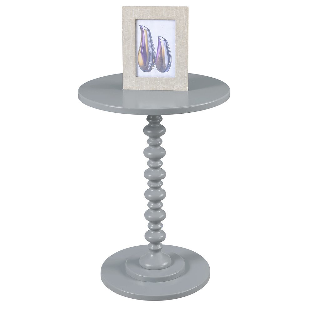 Spindle Coffee Table, Gray, Round, Turned Base, Easy Setup