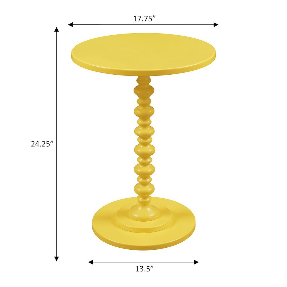 Spindle Base Round Coffee Table in Yellow Color, Sculpted Design