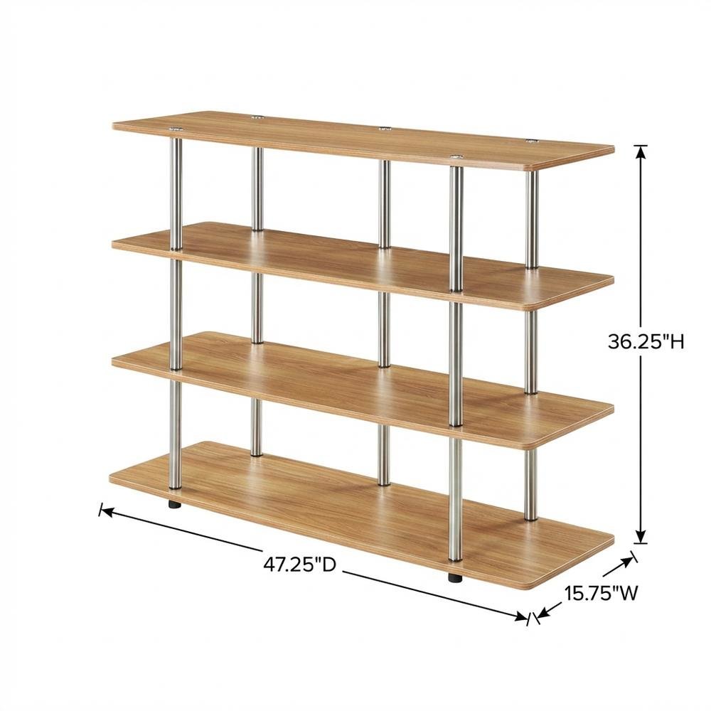 Light Oak No Tools XL Highboy TV Stand for TVs up to 55 Inches with Metal Poles