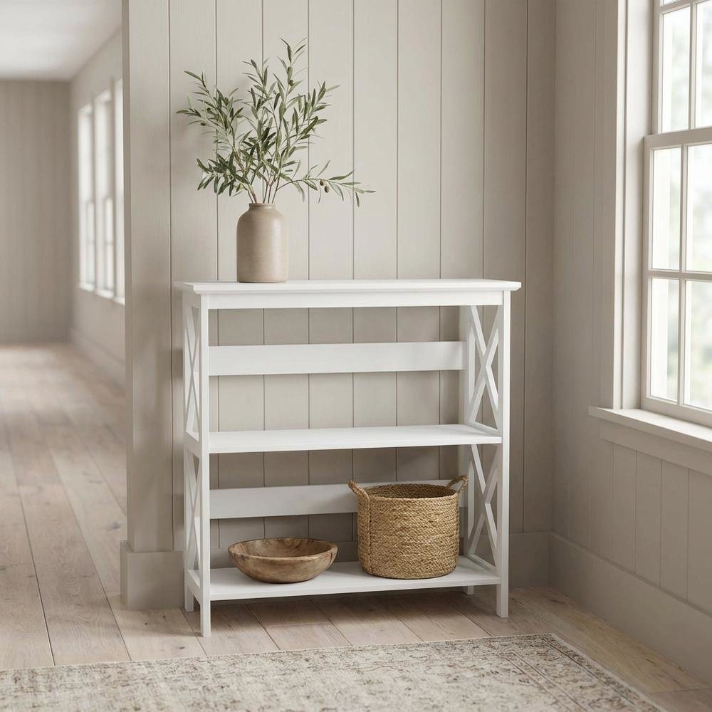 Wooden 3-Tier Bookcase with Non-Lead Base Paint for Home Storage
