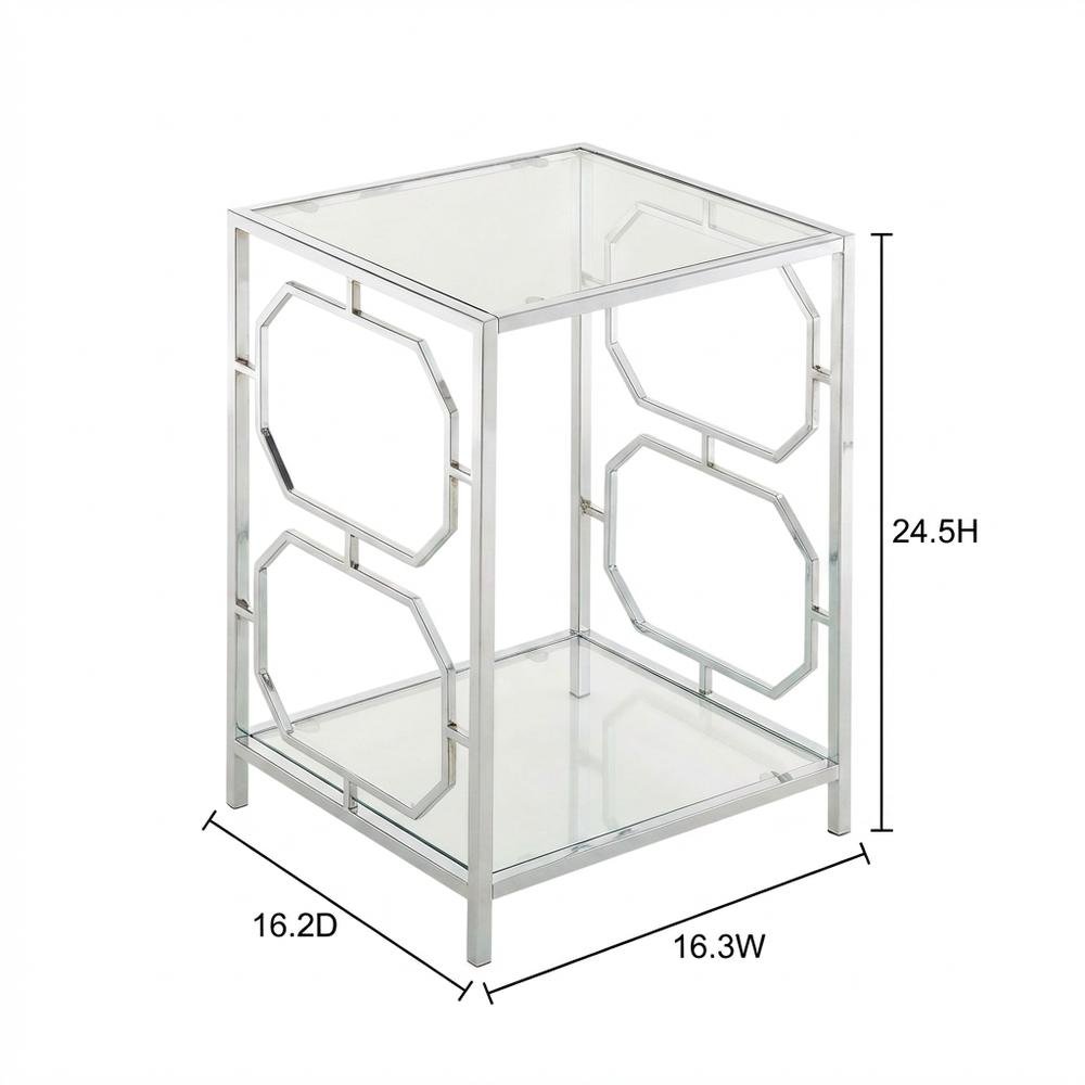 Modern Chrome End Table with Sleek Metal Frame and Minimalist Design