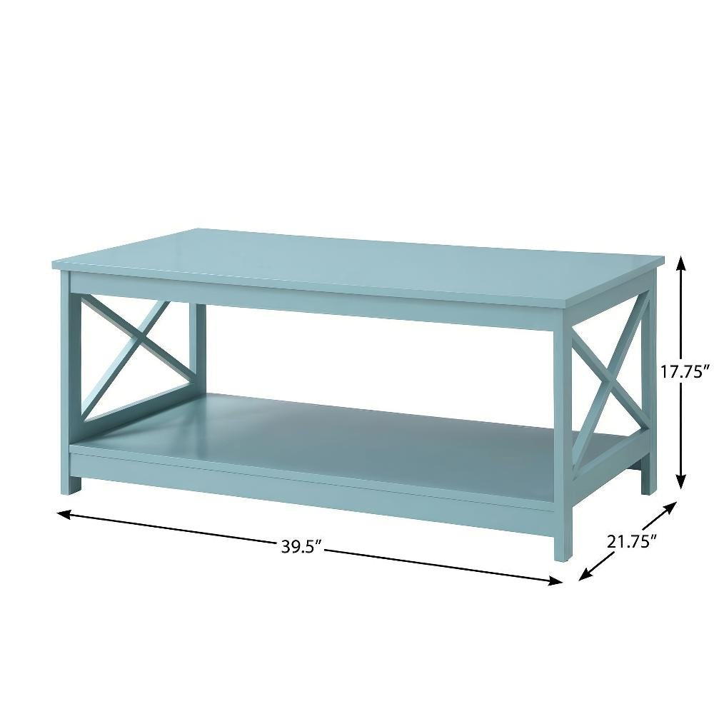 Sea Foam Blue Coffee Table with MDF Construction and Spacious Surface