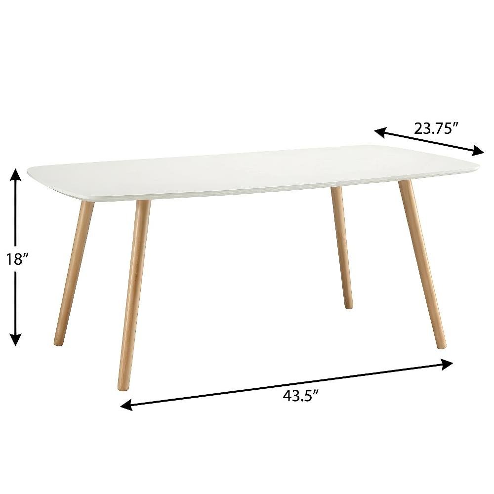 White MDF Coffee Table with Storage Shelf and Minimalist Design