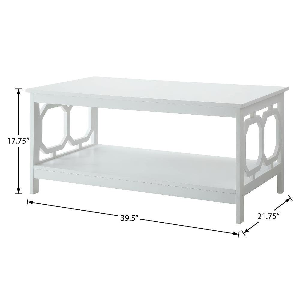 White Coffee Table with Shelf Contemporary MDF Storage Design