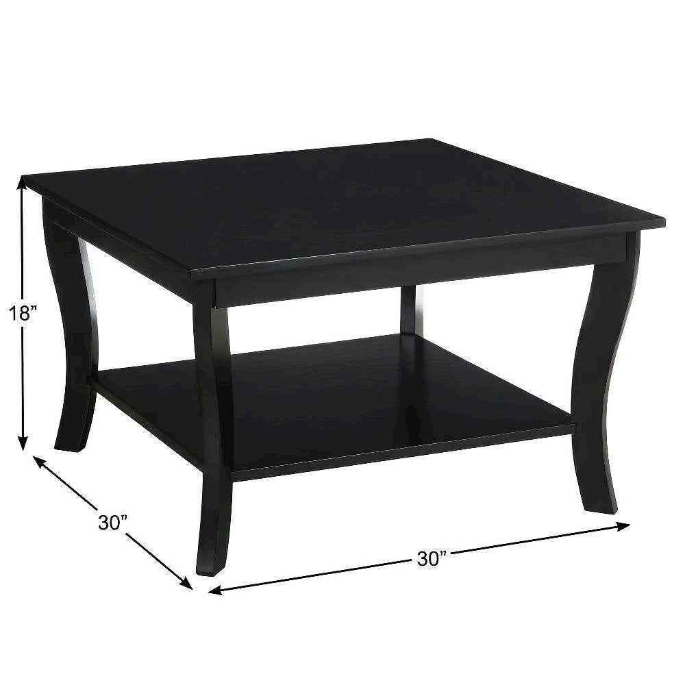 Black Square Coffee Table with MDF Top and Sturdy Frame for Living Room