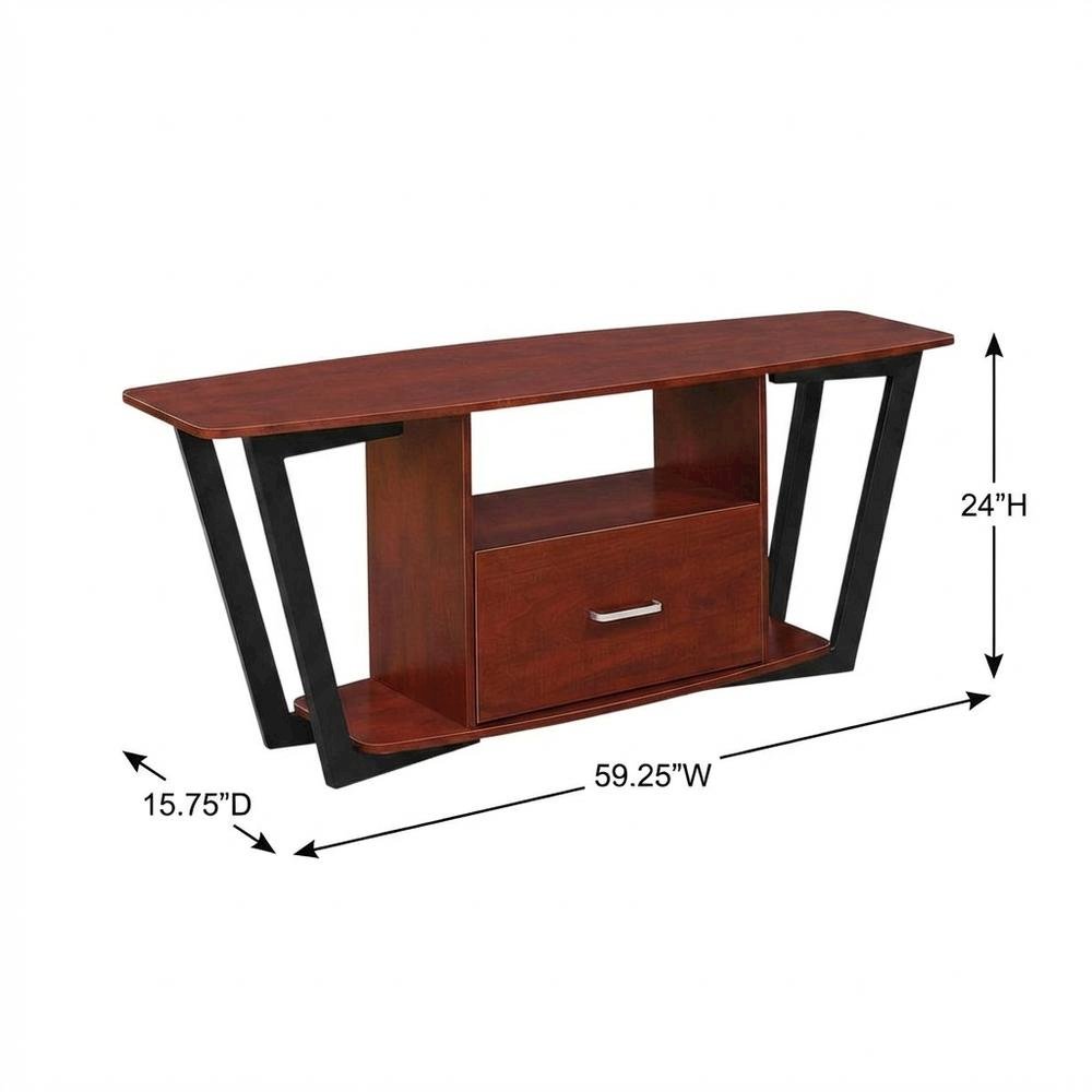Brown Graystone TV Stand, Shelves, TVs up to 65 Inches, Powder-Coated Metal