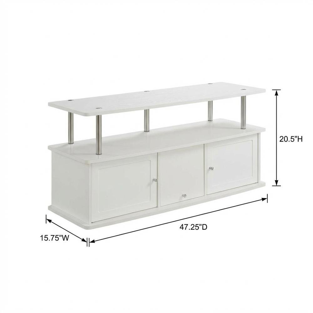 White TV Stand with 3 Storage Cabinets and Shelf for Up to 55-Inch TVs