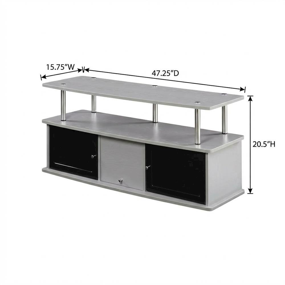 Gray TV Stand with 3 Cabinets and Shelf for 55-Inch TVs