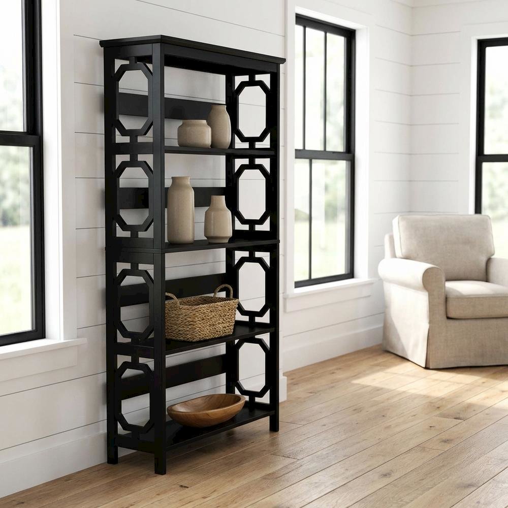 Wooden 5-Tier Bookcase with Sturdy Shelves and Non-Lead Paint Finish