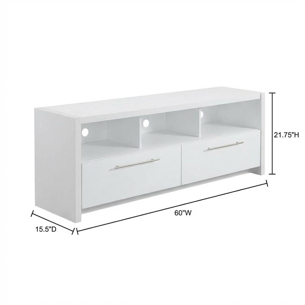 White TV Stand with Cabinets and Shelves for TVs up to 65 Inches