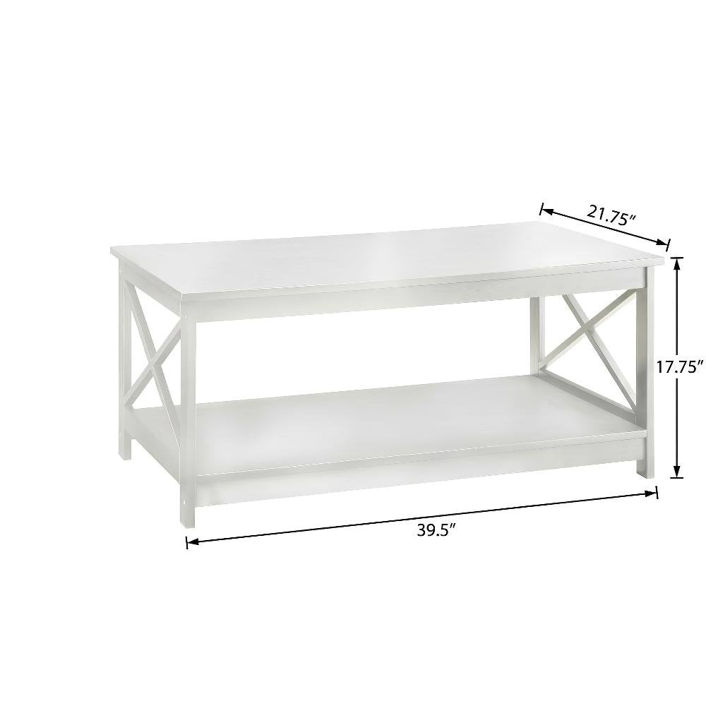 White MDF Coffee Table with Sturdy Frame and Smooth Finish for Living Room