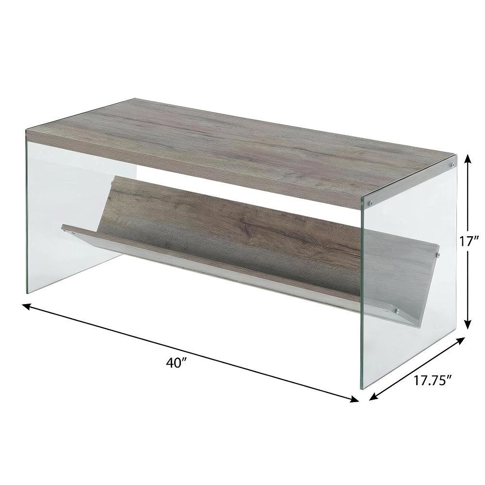 Glass Coffee Table Clear Contemporary Design with Lower Shelf and Sturdy Frame