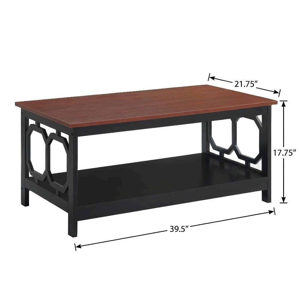 Cherry Black Coffee Table with Shelf MDF Construction Contemporary Design