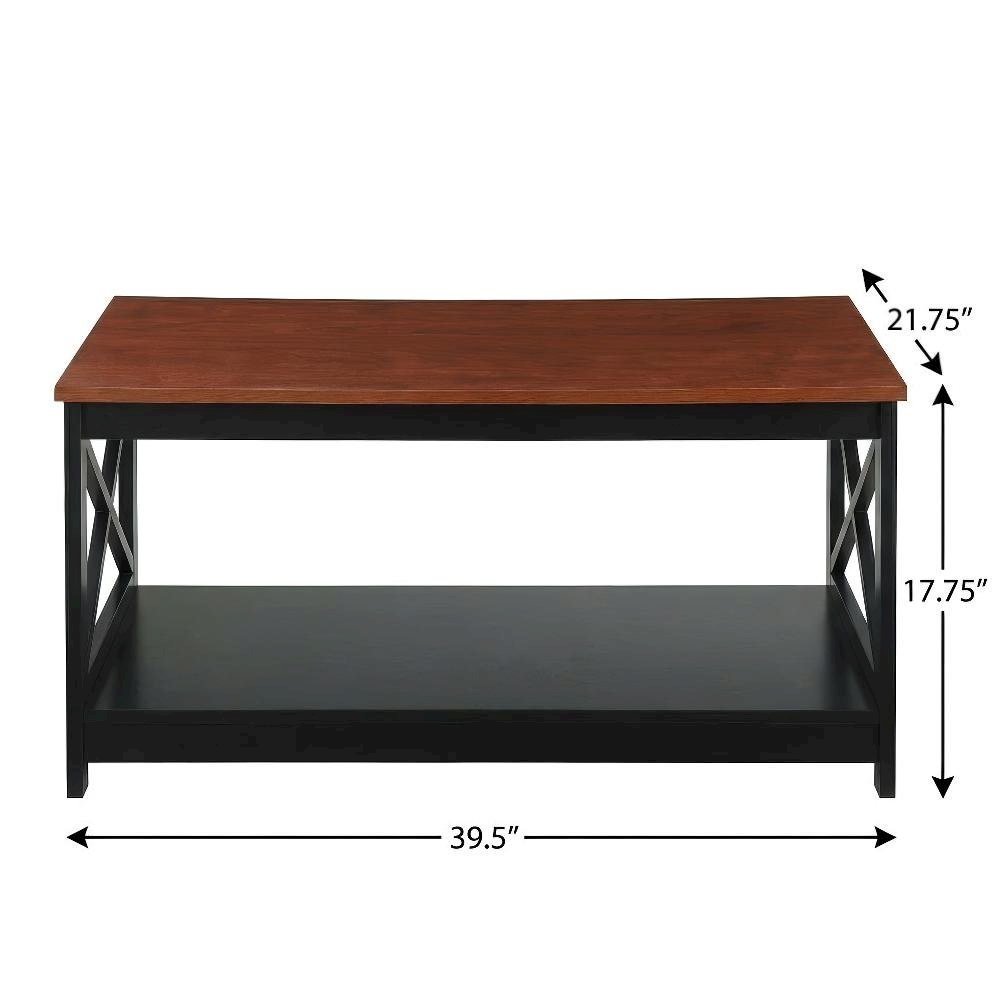 Cherry and Black Coffee Table with MDF Top and Sturdy Frame Compact Design