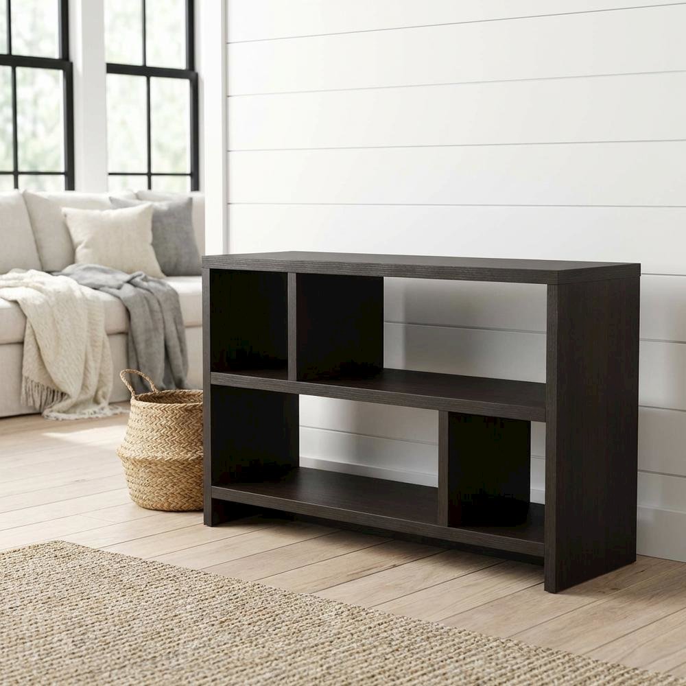 Espresso TV Stand Console with MDF and Melamine Veneer Finish for 50-Inch TVs