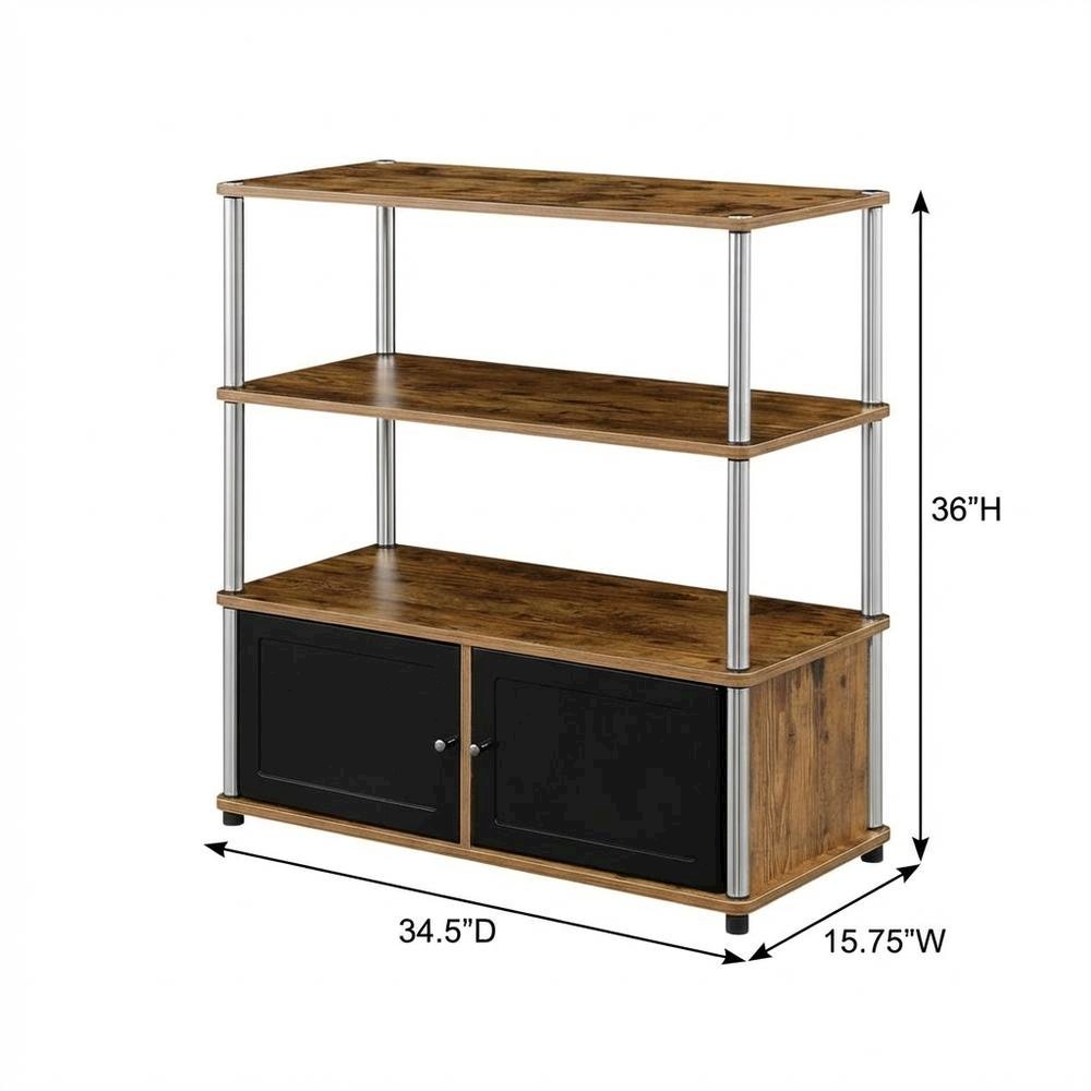 Barnwood TV Stand with Storage Cabinets and Shelves for 40-Inch TVs