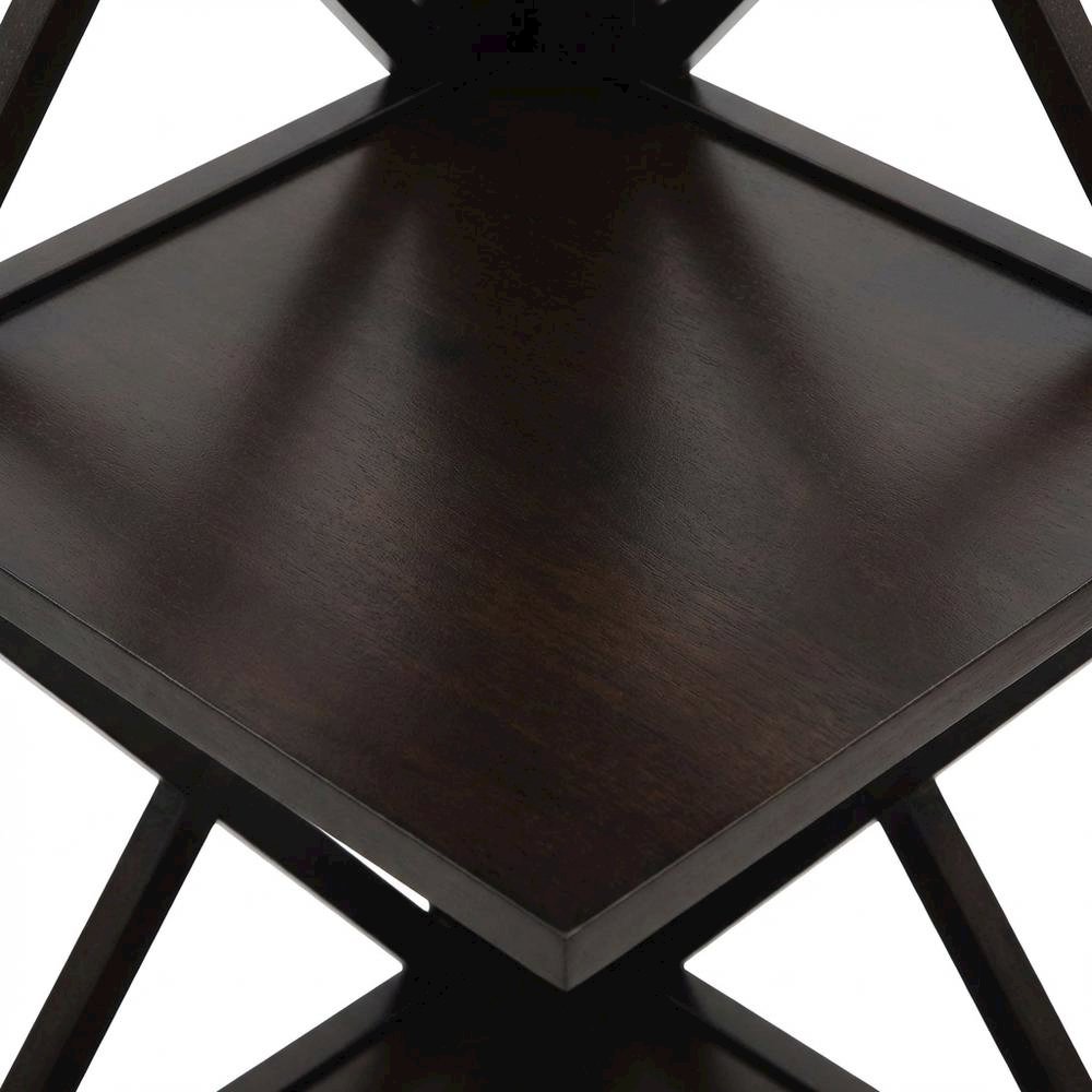Corner bookcase in a sleek finish with five spacious shelves, flexible storage