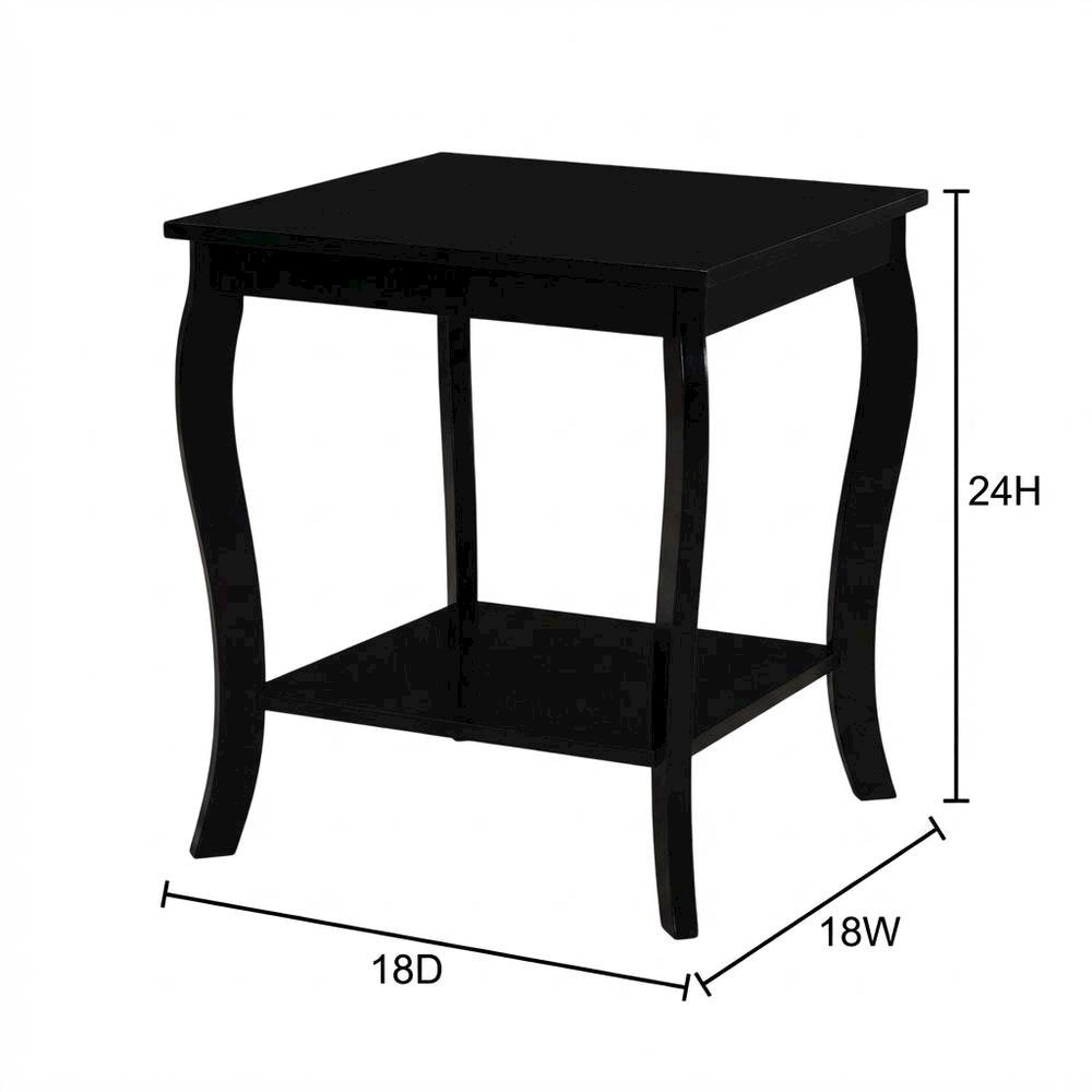 Black square end table with modern design for living room or bedroom use