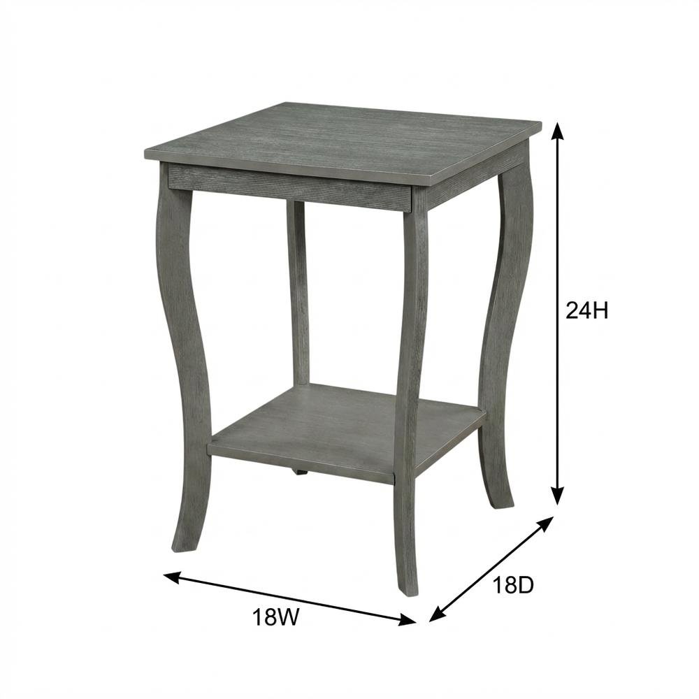 Square End Table with Wirebrush Dark Gray Finish and Modern Design