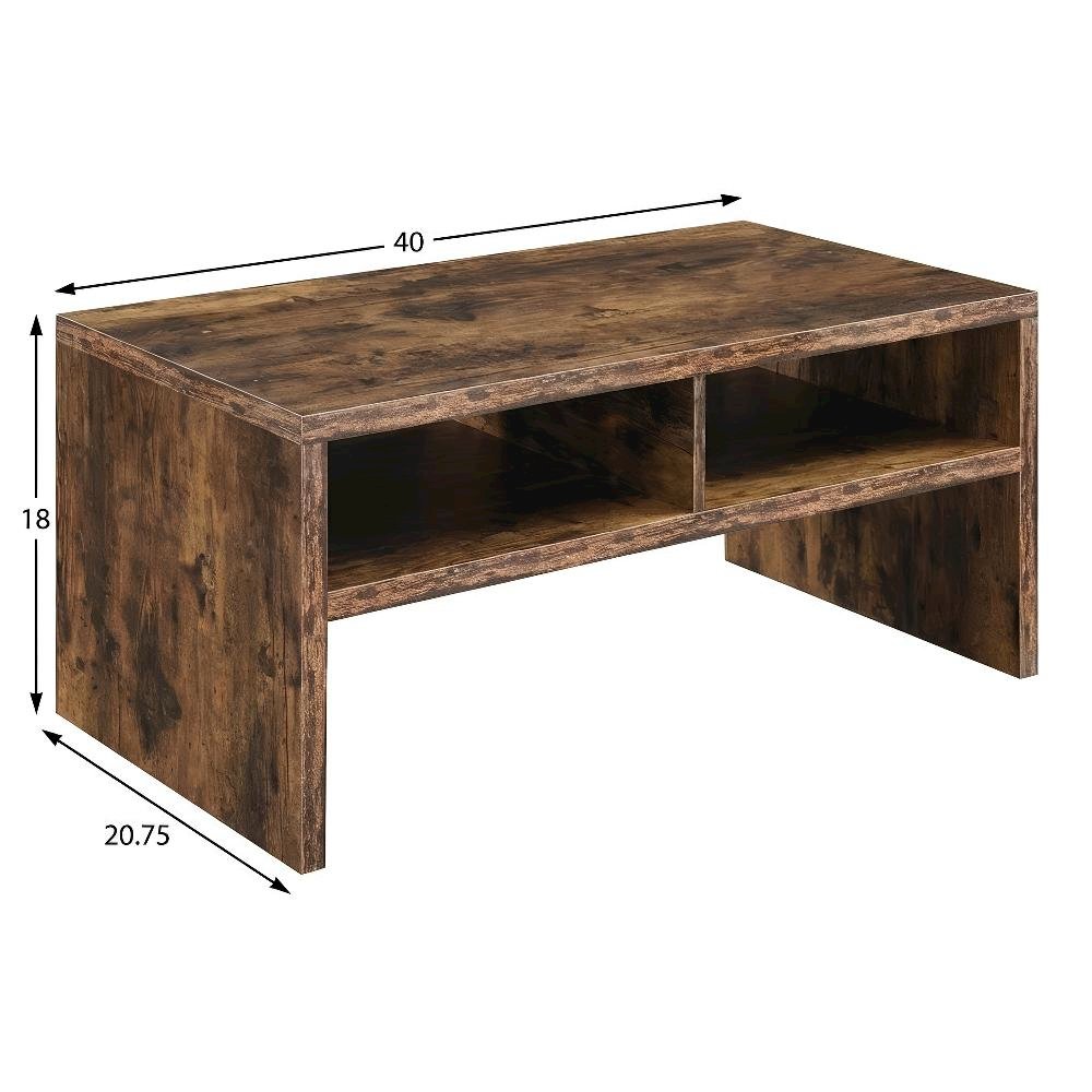 Barnwood Coffee Table with Shelves Honeycomb Construction Durable Design