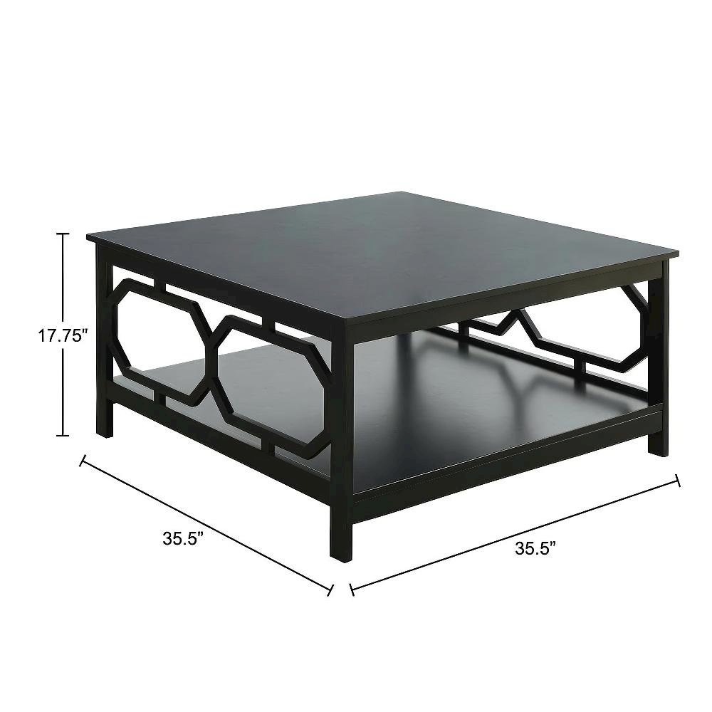 Black MDF Coffee Table Square Top with Sturdy Frame and Modern Design