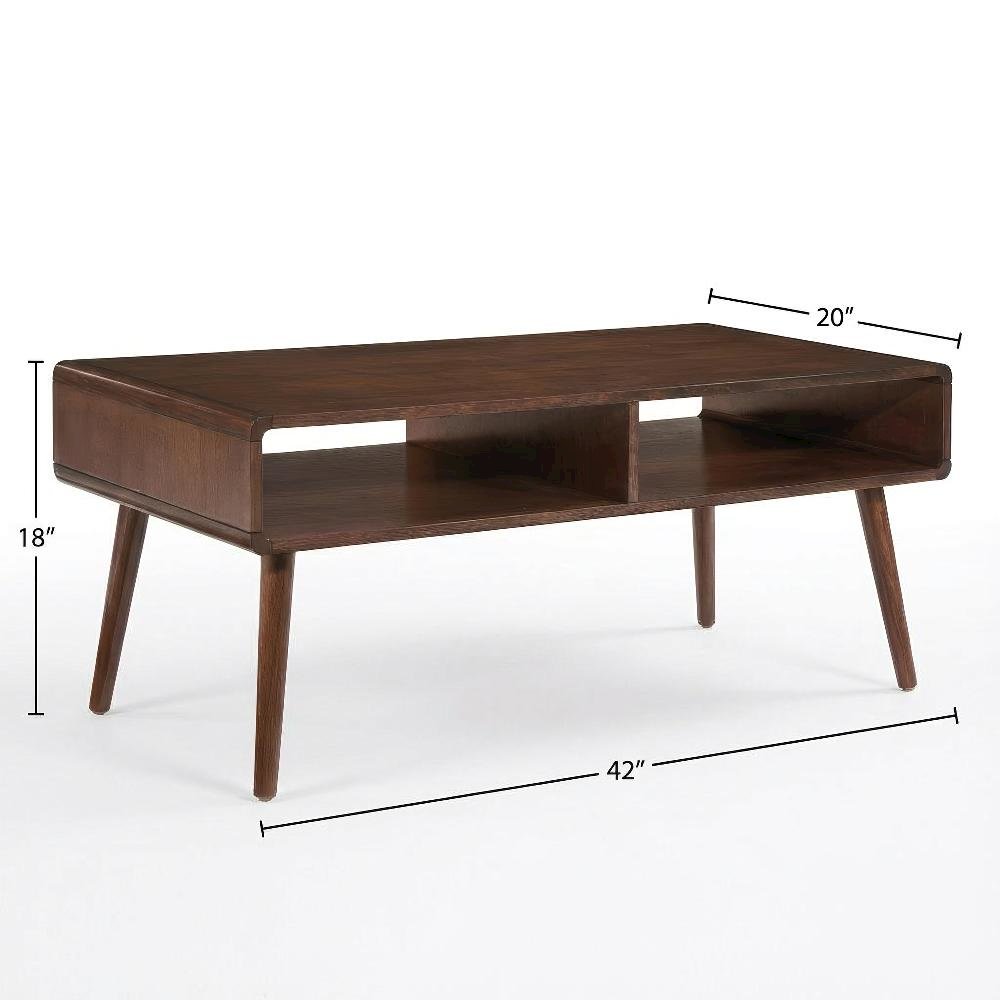 Brown Wood Coffee Table with Shelf and Storage Space for Living Room