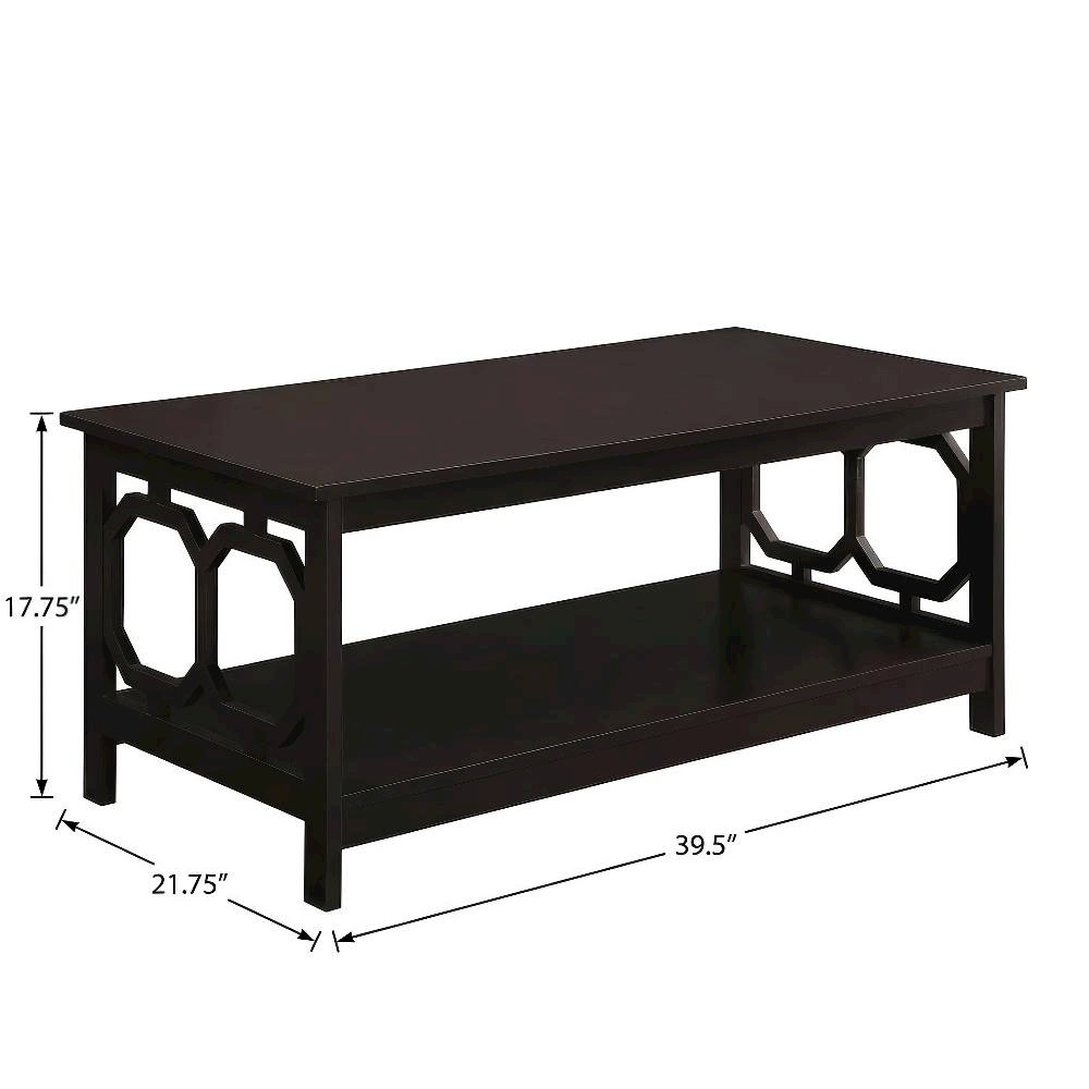 Espresso Coffee Table with Shelf Contemporary MDF Construction Modern Design