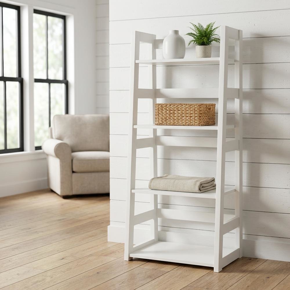 Wooden Trestle Bookcase with Melamine Veneer and MDF Finish for Home Storage