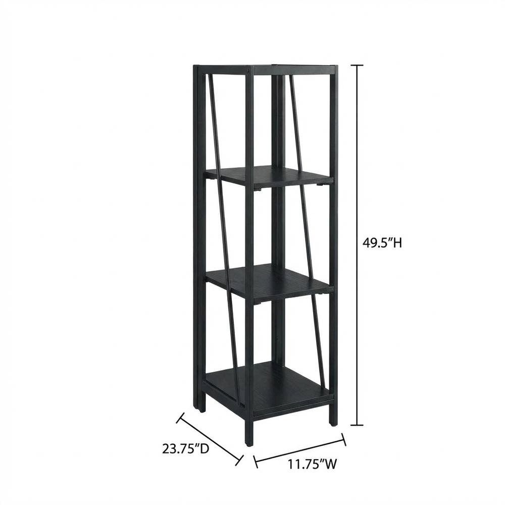 Black Folding 4 Tier Bookshelf with Particle Board and Melamine Finish