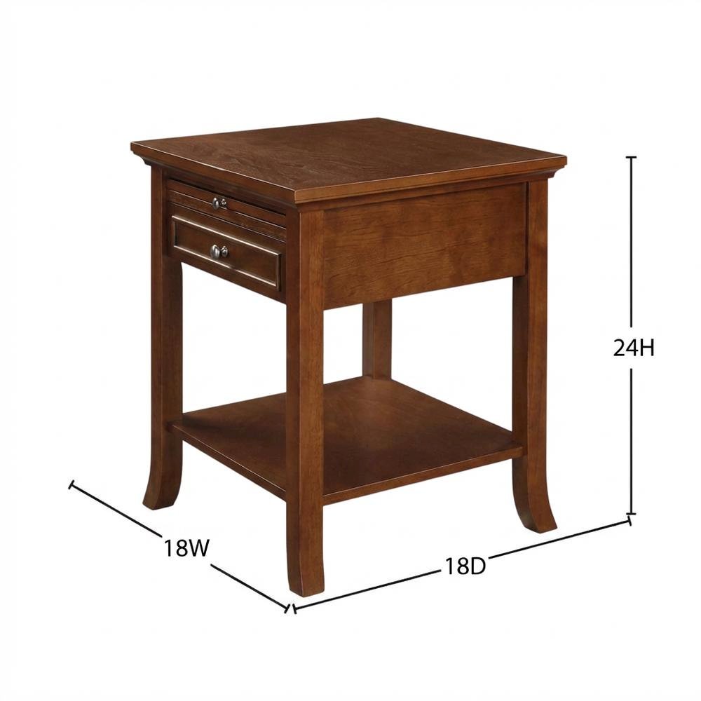 Wooden End Table with Drawer and Slide for Living Room Decor