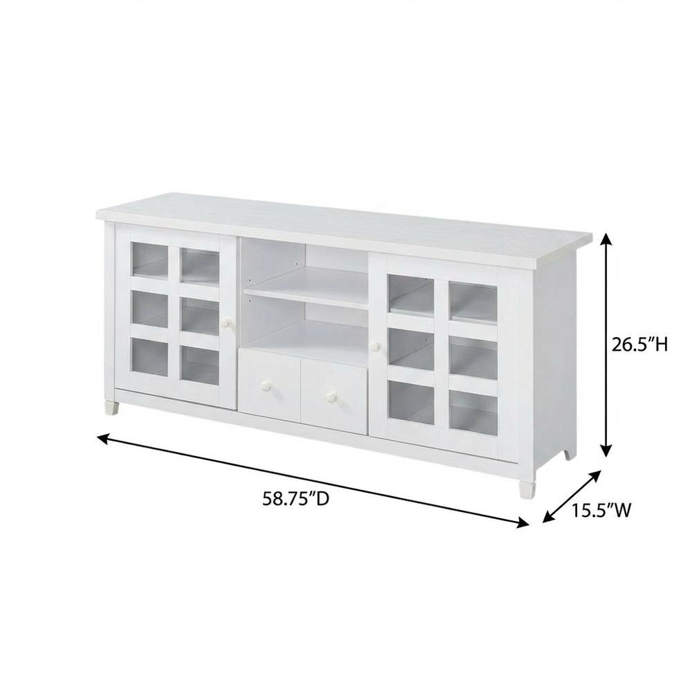 White 1-Drawer TV Stand with Storage Cabinets and Shelves for 65-Inch TVs