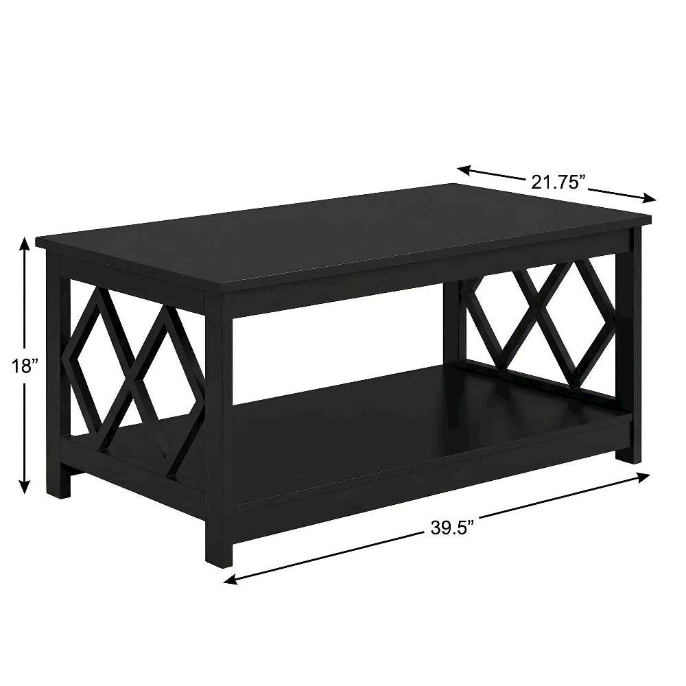 Black Particle Board Diamond Coffee Table with Contemporary Style