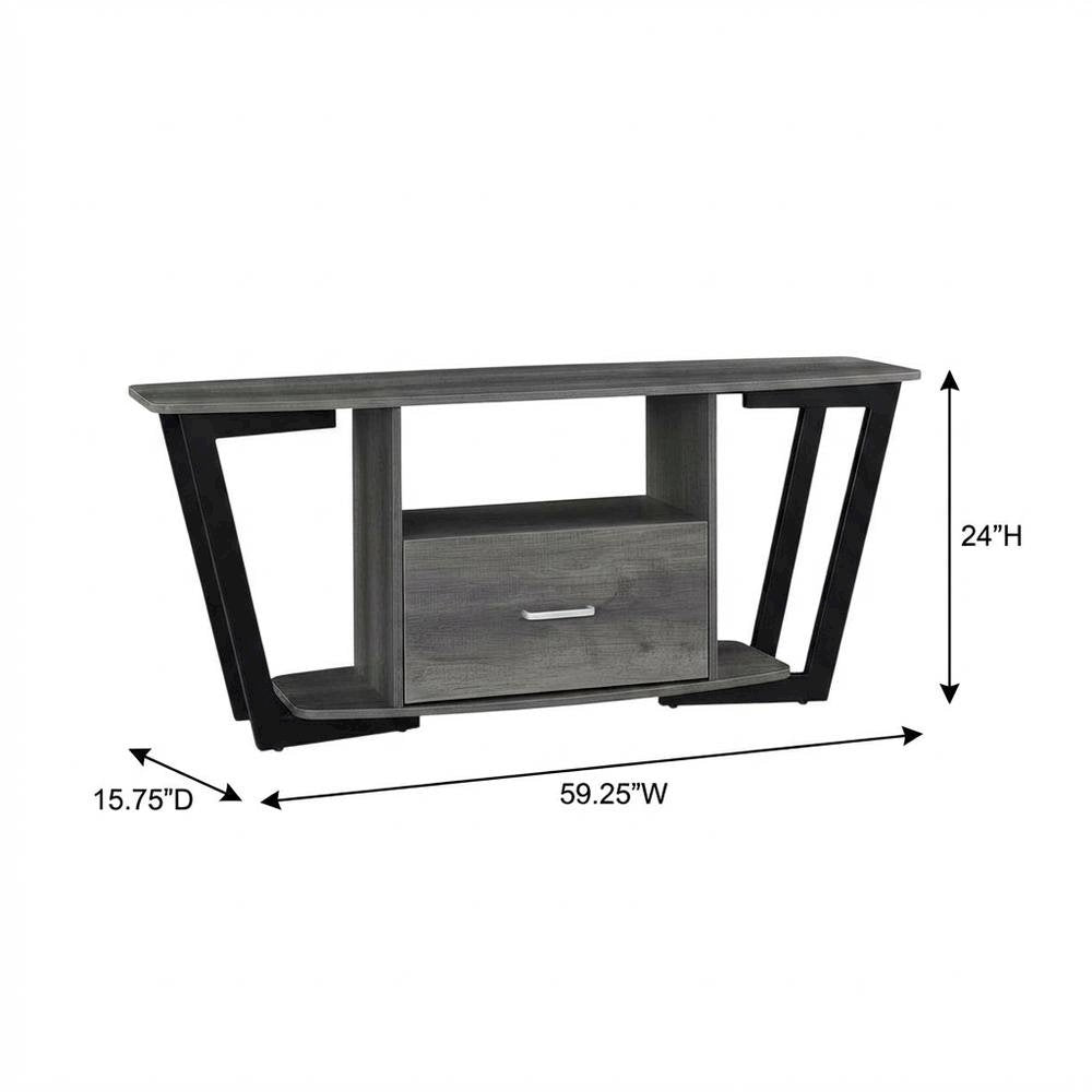 Black Graystone TV Stand for 65-Inch Screens with Shelves and Storage