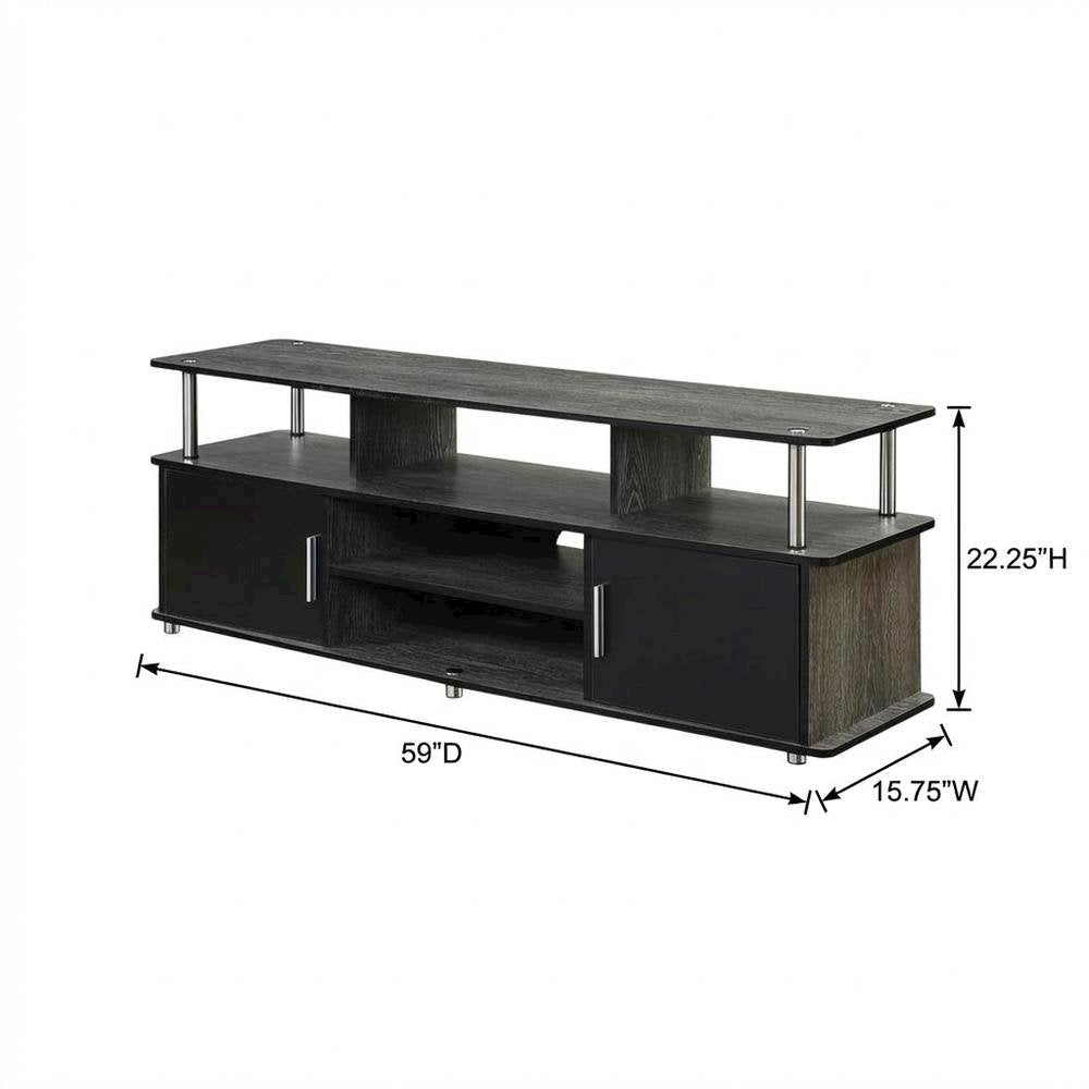 Weathered Gray/Black TV Stand with Melamine Veneer and Sturdy Construction