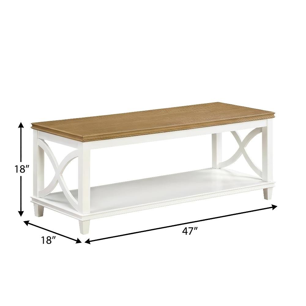 Driftwood White Coffee Table MDF Modern Farmhouse Design Durable Surface