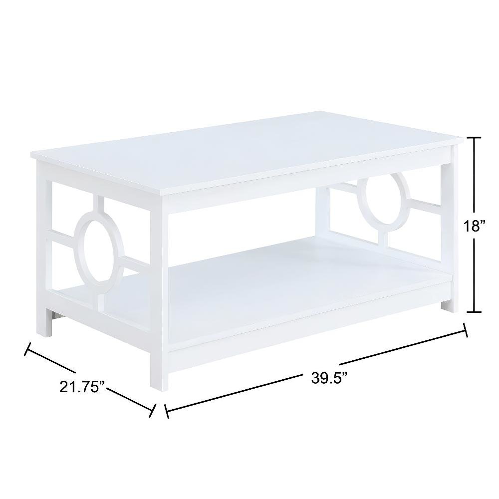 White Ring Coffee Table with Particle Board and MDF Frame, Melamine Finish