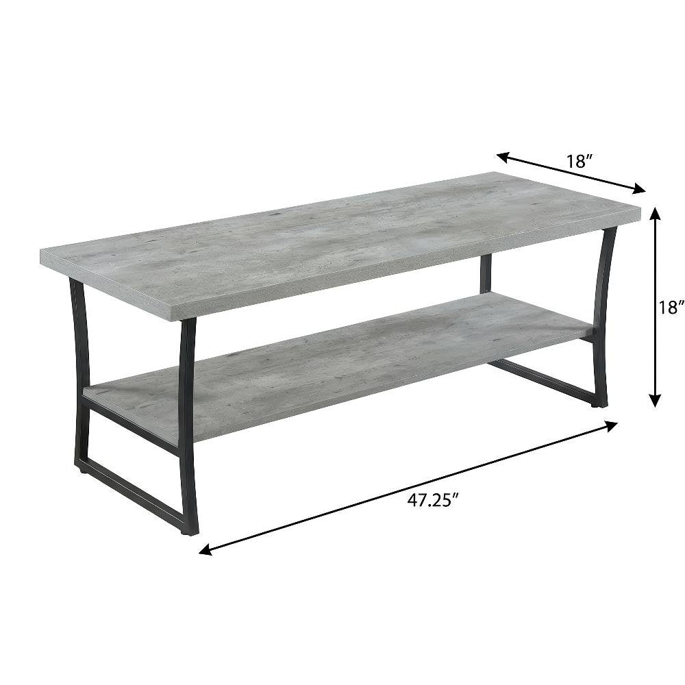 Faux Birch Coffee Table with Slate Gray Frame and Hollow Core Construction