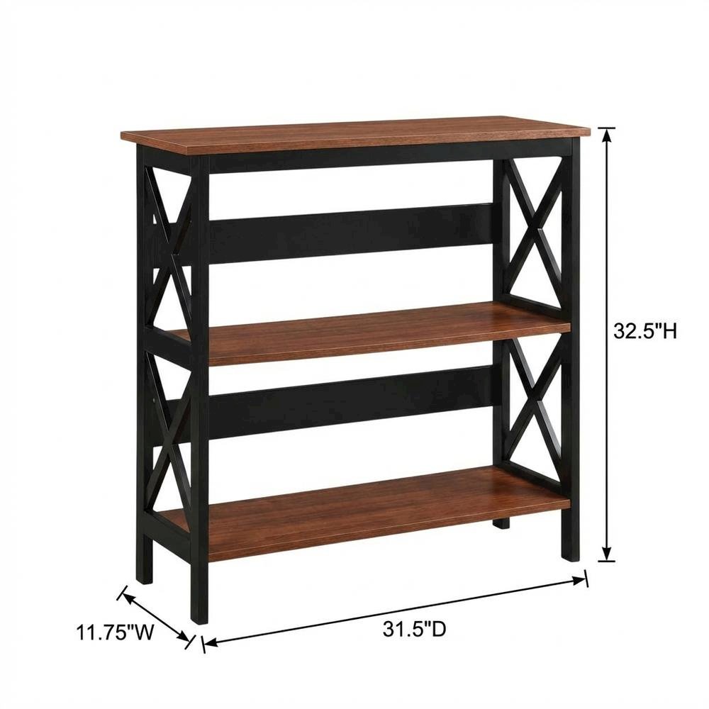 Wooden 3-Tier Bookcase with Non-Lead Base Paint for Home and Office Storage