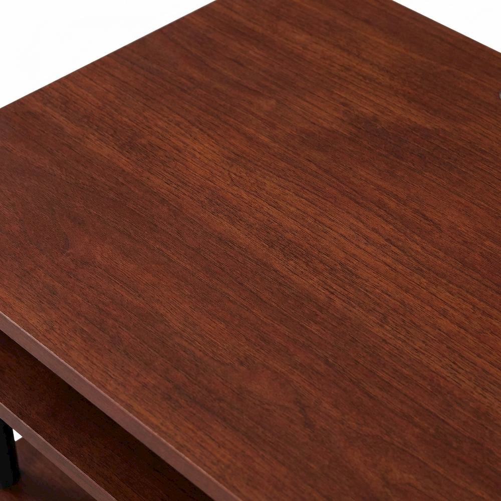 Contemporary Student Desk With Cherry Finish And Stainless Steel Accents