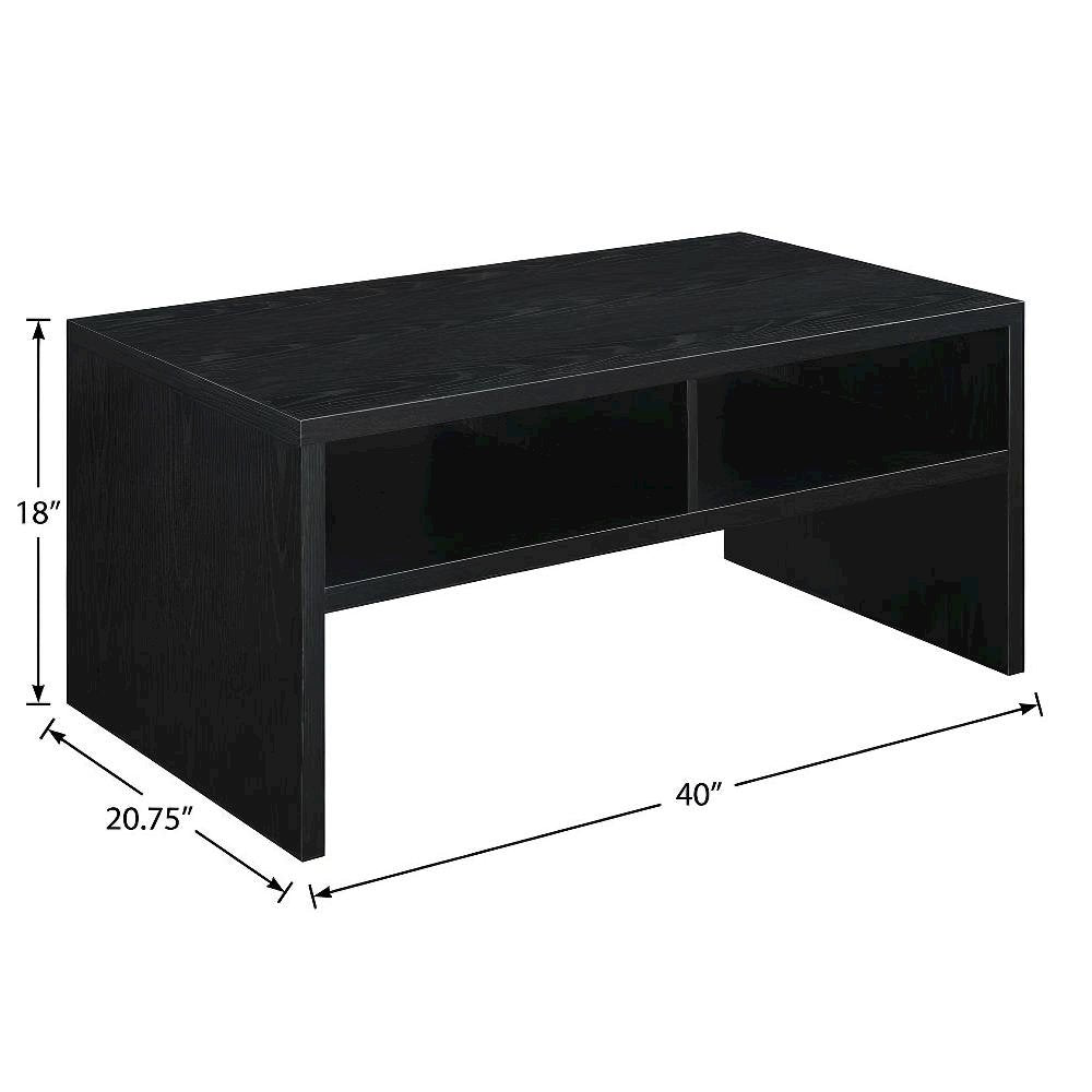 Black Honeycomb Coffee Table with Shelves and Sturdy Frame for Living Room