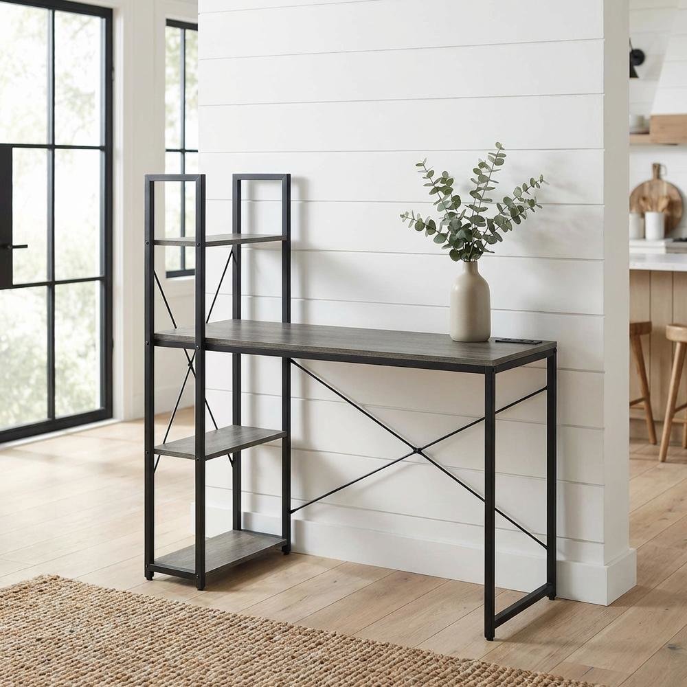 Multi-Function Office Desk, 2 Outlets And 2 Usb Ports For Convenient Workstation