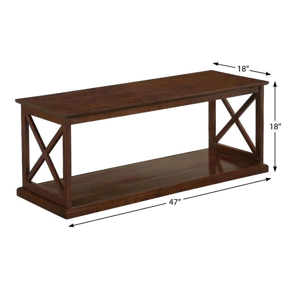 Brown Wood Coffee Table with Shelf Storage and Sturdy Construction