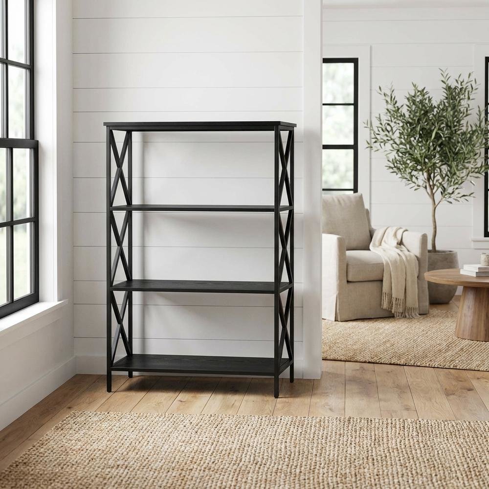 Steel 4-Tier Bookcase with Powder Coated Finish for Durable Storage